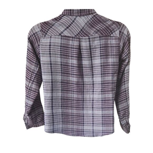 MAURICES Women's Purple & Grey Ornate Long Sleeve Button Front Shirt Size Large - Picture 6 of 16